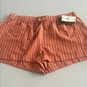 Women’s Volcom Coral and White Striped Shorts Size Small NWT